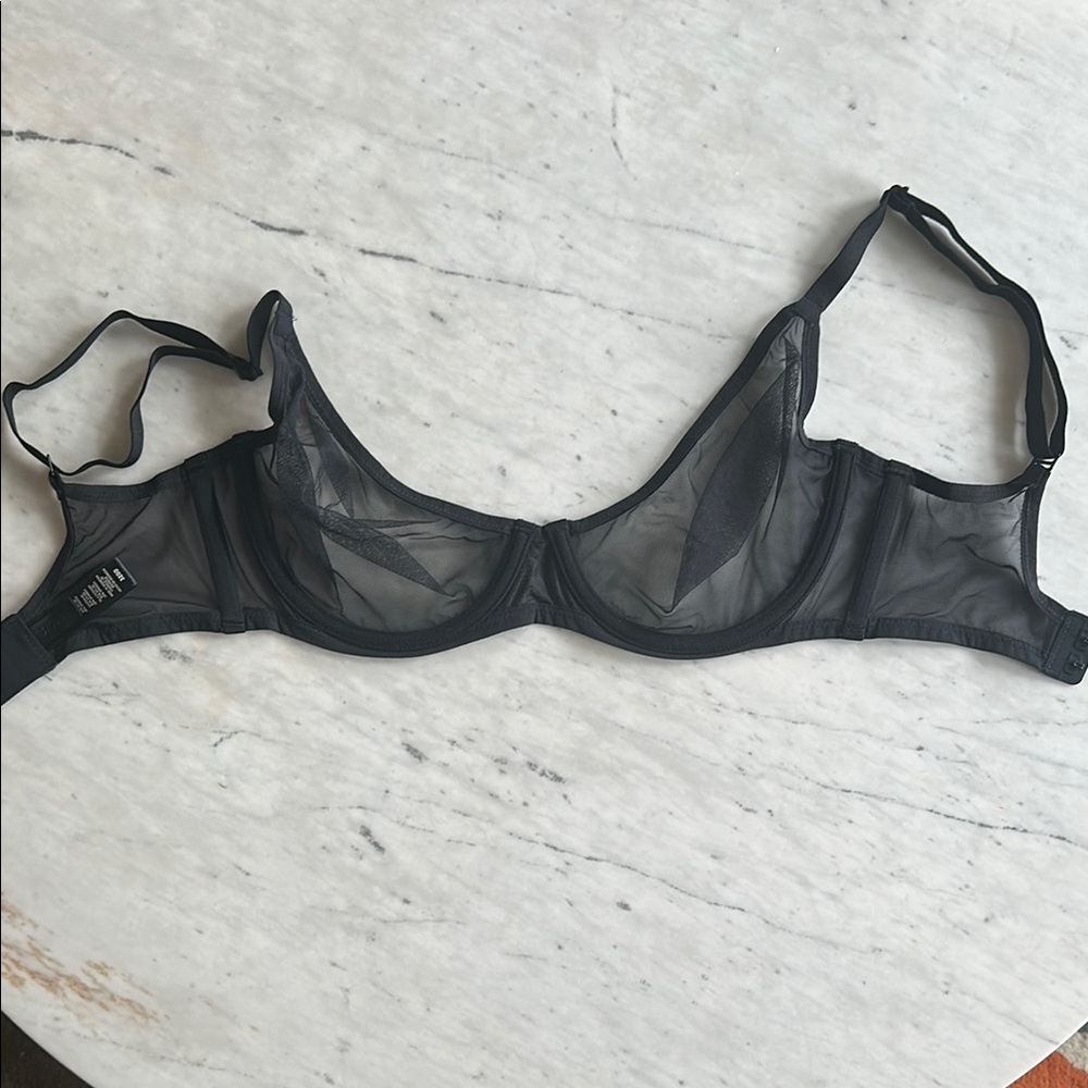 Skims Mesh Sheer Black Underwire Bra